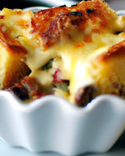 Irresistible Savory Bread Pudding with Cheese & Herbs Delight