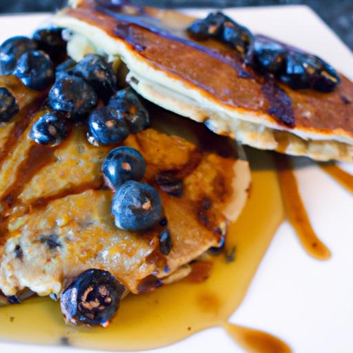 Golden Cornmeal Pancakes Drizzled with Blueberry Syrup Bliss
