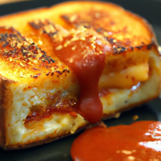 Spicy Korean Kimchi Grilled Cheese with Sweet Sriracha Honey