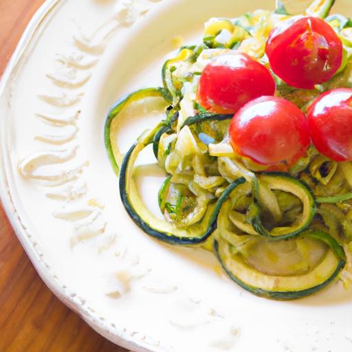 Fresh & Flavorful: Pesto Zucchini Noodles with Cherry Tomatoes