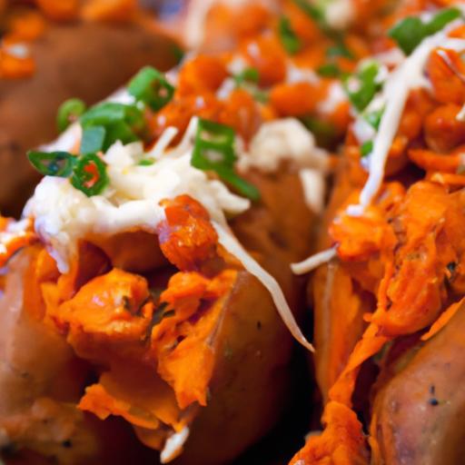 Spicy Buffalo Chicken Stuffed Sweet Potatoes Recipe Delight