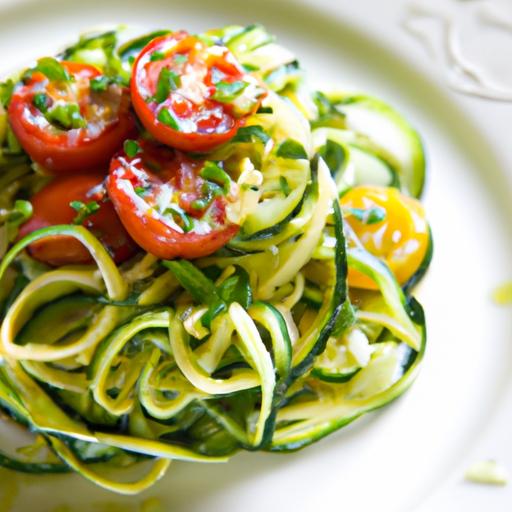 Fresh & Flavorful: Pesto Zucchini Noodles with Cherry Tomatoes