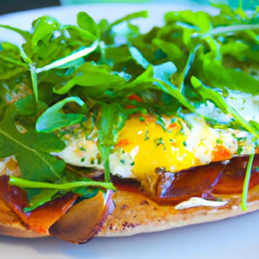 Sunrise Slice:​ Breakfast‌ Pizza with Soft Eggs ‌&‌ Arugula