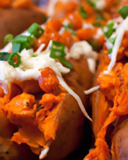 Spicy Buffalo Chicken Stuffed Sweet Potatoes Recipe Delight