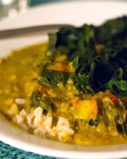 Golden Glow: Turmeric Coconut Lentil Curry with Spinach & Basmati