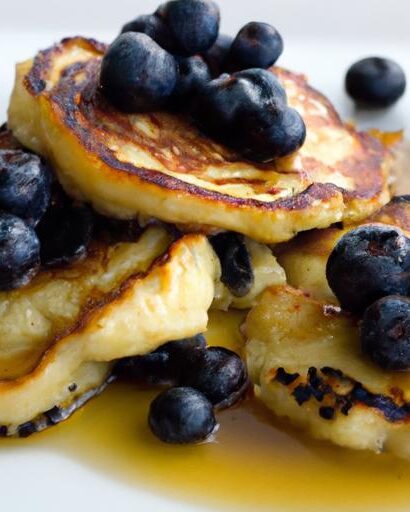 Golden Cornmeal Pancakes Drizzled with Blueberry Bliss