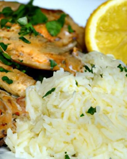 Zesty Greek Lemon Chicken Paired with Savory Flavorful Rice