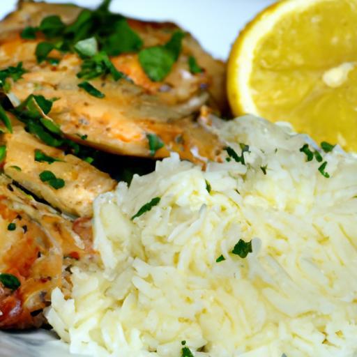 Zesty Greek Lemon Chicken Paired with Savory Flavorful Rice