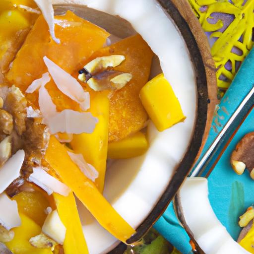 Tropical Mango Coconut Chia Fresca with Toasted Almonds delight