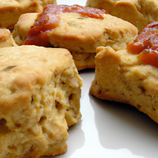 Savory Cheddar Herb Drop Biscuits Paired with Zesty Tomato Jam