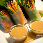 Rainbow Veggie Spring Rolls with Zesty Peanut Sauce Delight